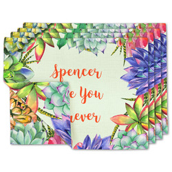 Succulents Linen Placemat w/ Name or Text