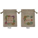 Succulents Medium Burlap Gift Bag - Front & Back (Personalized)