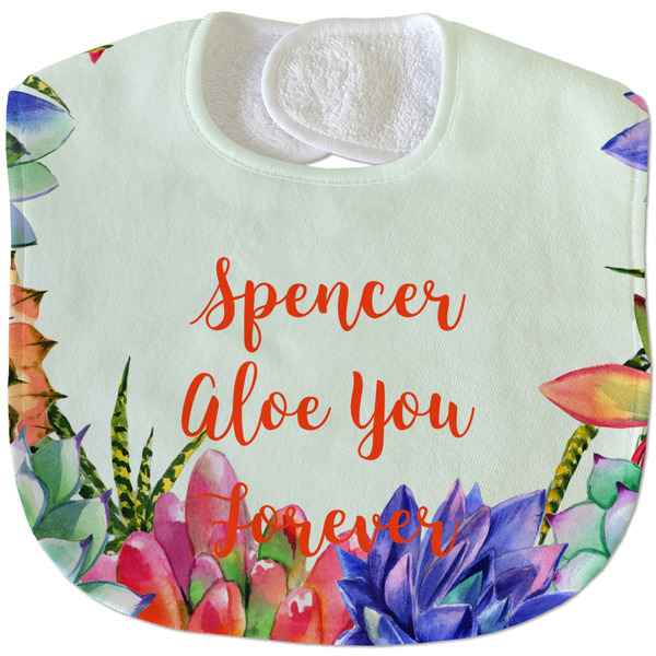 Custom Succulents Velour Baby Bib w/ Name or Text