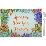 Succulents Rectangular Glass Appetizer / Dessert Plate - Single or Set (Personalized)