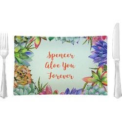 Succulents Glass Rectangular Lunch / Dinner Plate (Personalized)