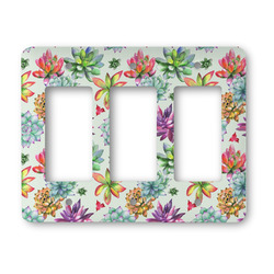 Succulents Rocker Style Light Switch Cover - Three Switch