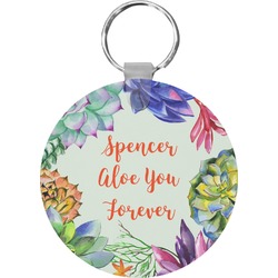 Succulents Round Plastic Keychain (Personalized)