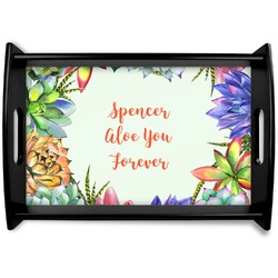 Succulents Black Wooden Tray - Small (Personalized)