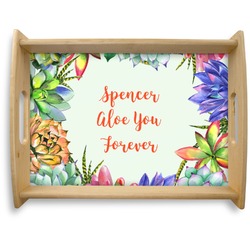 Succulents Natural Wooden Tray - Large (Personalized)