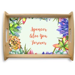 Succulents Natural Wooden Tray - Small (Personalized)
