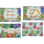 Succulents Set of 4 Glass Rectangular Appetizer / Dessert Plate (Personalized)