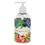 Succulents Plastic Soap / Lotion Dispenser (8 oz - Small - White) (Personalized)