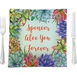 Succulents Glass Square Lunch / Dinner Plate 9.5" (Personalized)