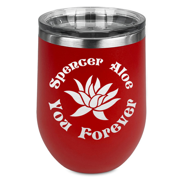 Custom Succulents Stemless Stainless Steel Wine Tumbler - Red - Double Sided (Personalized)