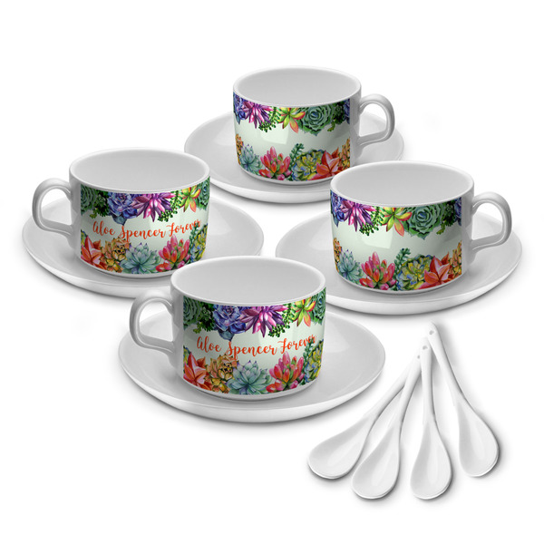 Custom Succulents Tea Cup - Set of 4 (Personalized)