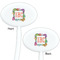 Succulents White Plastic 7" Stir Stick - Double Sided - Oval - Front & Back