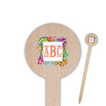 Succulents 6" Round Wooden Food Picks - Single Sided (Personalized)