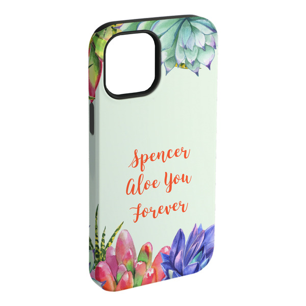 Custom Succulents iPhone Case - Rubber Lined - iPhone 15 Plus (Personalized)