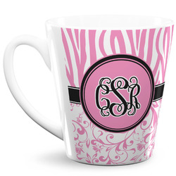 Zebra & Floral 12 Oz Latte Mug (Personalized)