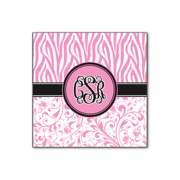 Custom Zebra & Floral Wood Print - 12x12 (Personalized)