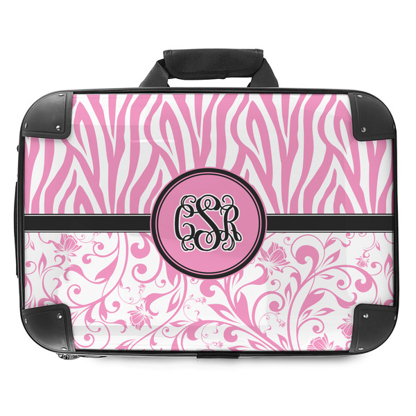 Custom Zebra & Floral Hard Shell Briefcase - 18" (Personalized)