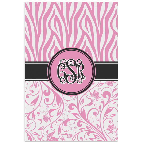 Custom Zebra & Floral Poster - Matte - 24x36 (Personalized)