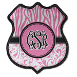 Zebra & Floral Iron On Shield Patch C w/ Monogram