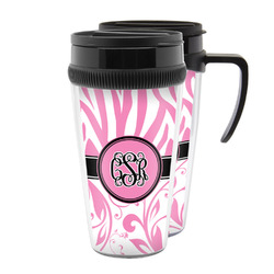 Zebra & Floral Acrylic Travel Mug (Personalized)