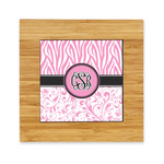 Zebra & Floral Bamboo Trivet with Ceramic Tile Insert (Personalized)