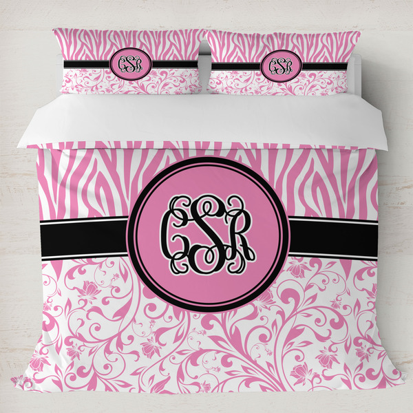 Custom Zebra & Floral Duvet Cover Set - King (Personalized)