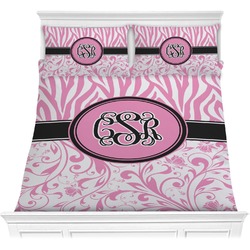 Zebra & Floral Comforter Set - Full / Queen (Personalized)