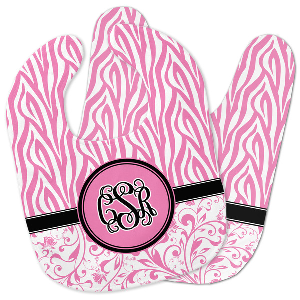 Custom Zebra & Floral Baby Bib w/ Monogram