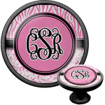 Zebra & Floral Cabinet Knob (Black) (Personalized)