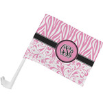 Zebra & Floral Car Flag - Small w/ Monogram