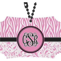 Zebra & Floral Rear View Mirror Ornament (Personalized)