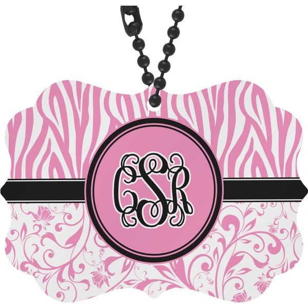 Custom Zebra & Floral Rear View Mirror Decor (Personalized)