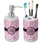 Zebra & Floral Ceramic Bathroom Accessories Set (Personalized)