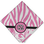 Zebra & Floral Cloth Dinner Napkin - Single w/ Monogram