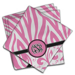 Zebra & Floral Cloth Dinner Napkins - Set of 4 w/ Monogram