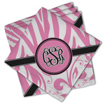 Zebra & Floral Cloth Cocktail Napkins - Set of 4 w/ Monogram