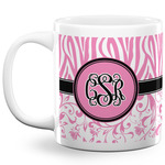 Zebra & Floral 20 Oz Coffee Mug - White (Personalized)