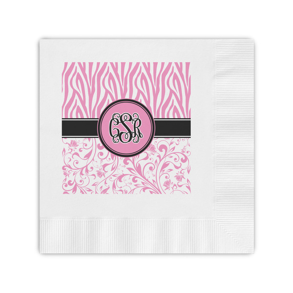 Custom Zebra & Floral Coined Cocktail Napkins (Personalized)