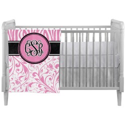 Zebra & Floral Crib Comforter / Quilt (Personalized)