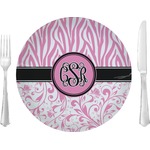 Zebra & Floral 10" Glass Lunch / Dinner Plates - Single or Set (Personalized)