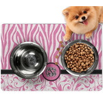 Zebra & Floral Dog Food Mat - Small w/ Monogram