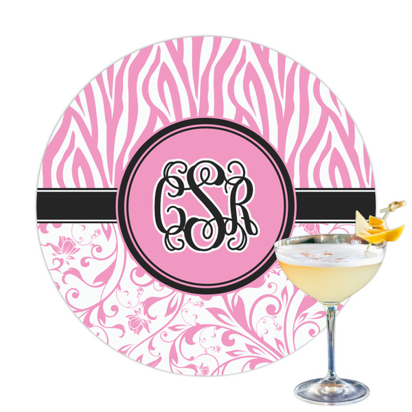 Custom Zebra & Floral Printed Drink Topper - 3.25" (Personalized)