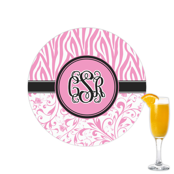 Custom Zebra & Floral Printed Drink Topper - 2.15" (Personalized)