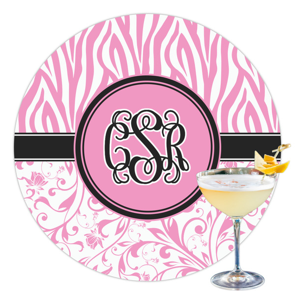 Custom Zebra & Floral Printed Drink Topper - 3.5" (Personalized)