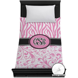 Zebra & Floral Duvet Cover - Twin (Personalized)