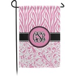 Zebra & Floral Small Garden Flag - Double Sided w/ Monograms