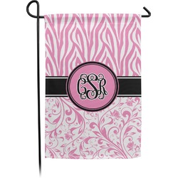 Zebra & Floral Small Garden Flag - Double Sided w/ Monograms
