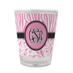 Zebra & Floral Glass Shot Glass - 1.5 oz - Set of 4 (Personalized)