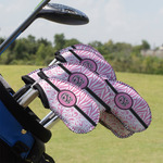 Zebra & Floral Golf Club Iron Cover - Set of 9 (Personalized)