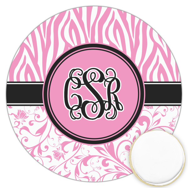 Custom Zebra & Floral Printed Cookie Topper - 3.25" (Personalized)